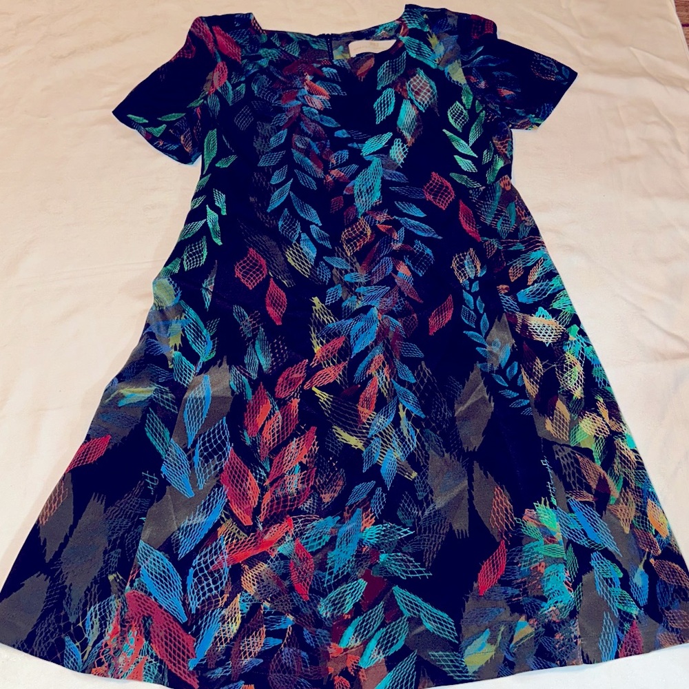 Amanda Uprichard Dress Black Floral Watercolor Art Midi Cocktail Party Shift